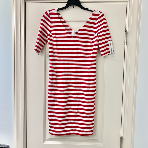 Banana Republic Red & White Striped Bodycon Dress - Picture 1 of 6